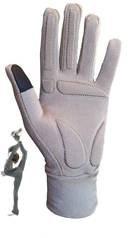 YamerSK8 Eiskunstlauf-Handschuhe mit Gel-Pads, Handflächenschutz für Übungswettbewerbe, Hellbraun, M
