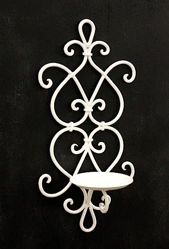 Wandkerzenhalter Wandleuchte Kerzenhalter Schmiedeeisen H 36cm weiß