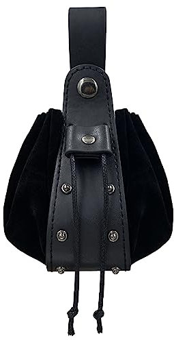 JAOYU Renaissance Gürteltasche Leder Kordelzug Tasche Steampunk Gürteltasche Mittelalterliche Ledertaschen für Männer Frauen LARP Zubehör