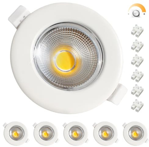 6er LED Einbaustrahler 230V 10W Dimmbar Set LED Spot Weiß Rund Spots Deckenleuchte 4000K Neutralweiß Einbauleuchten 68mm 850LM für Küche Schlafzimmer