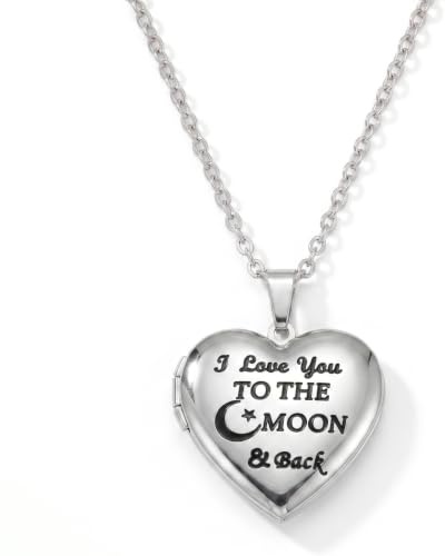 PHOCKSIN Customized Photo Locket Necklaces for Women Personalised Love Heart Necklace for Girls Silver Heart Locket Necklace for Women