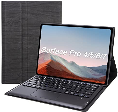 VLEAQC Touch Keyboard Case for Surface Pro 7 (2019) /Pro 6 (2018) /Pro 5 (2017) /Pro 4 (2015) 12.3 Inch Tablet, Magnetically Detachable Wireless Keyboard with Trackpad, Slim Light Folio Stand Case