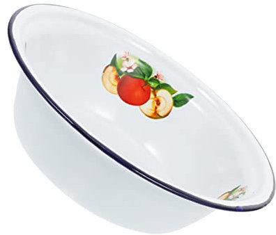 LIFKOME 1 Pc Lavabo De Esmalte Cuenco De Cocina Contenedor De Aceite De Cocina Organizador Latas Nevera Ensaladera Antigua Cuenca Metalica Tazón Grande Platos Plato De Cena Estilo Japones