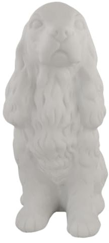 Generisch Massive Deko Figur Hund English Englischer Cocker Spaniel weiß Dekoobjekt Statue