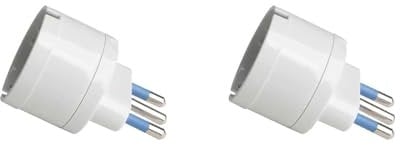 Adattatore da Viaggio con Presa Schuko 10A/16A 2P+T a Spina Elettrica 16A 3 pin, Adattatore Bipasso a Attacco Italiana 16A (2 Pezzi, Bianco)