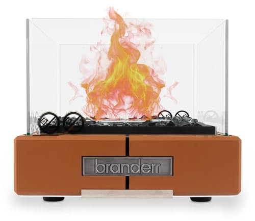 Branderr Primo Handgefertigt Bioethanol Tischkamin Indoor & Outdoor - 1L, 5,5 Stunden Brennzeit, Terrakotta Ethanol Kamin Indoor, Tischfeuer mit Flow&Glow Sicherheitssystem
