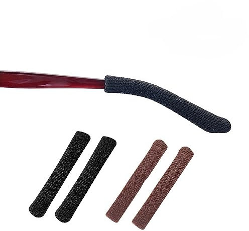 2 Paar Brillen Ohrpolster Brille Rutschstopp Brillen Ohrenkissen Pads Brillen Ohrgriffe Stricken Anti Rutsch Brillenbügel,Schwarz/Braun