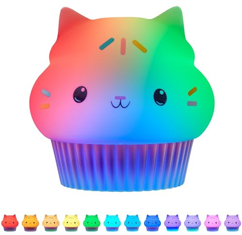 Lights By Night Gabby's Cakey Cat Squishy Dollhouse Night Light Colour Changing Table Lamp for Kids Room Bathroom Playroom Battery Option USB Powered - 78941