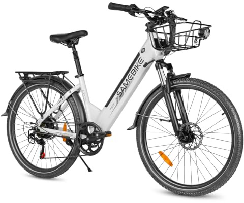 SAMEBIKE 26 Zoll E-Bike Herren Damen mit 250W Motor, 36V 540Wh Akku, Elektrofahrräder E-Fahrrad mit 7-Gang-Getriebe, LCD-Display, Pedelec Citybike EBike, Grün
