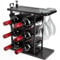 Velvet183 6 Bottle Wooden Wine Rack – Black Freestanding Wine Bottle Holder for Kitchen or Bar – Compact Countertop Wine Rack & Tabletop Wine Storage Stand