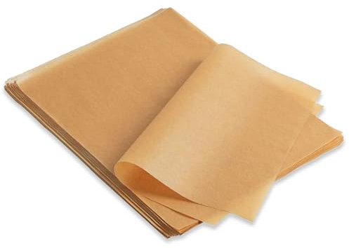 Lot de 100 feuilles de papier sulfurisé pour la cuisson, antiadhésives, 30 x 40 cm, prédécoupées, non blanchies, sulfurisées, pour hamburger, boucher, four et friteuse à air comprimé