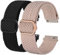 BISONSTRAP 2 Stück Geflochtene Nylon Armband 20mm, Verbesserte Verstellbare Schnalle, Dehnbare Schlaufen Uhrenarmband für Herren und Damen, Schwarz+Rosa
