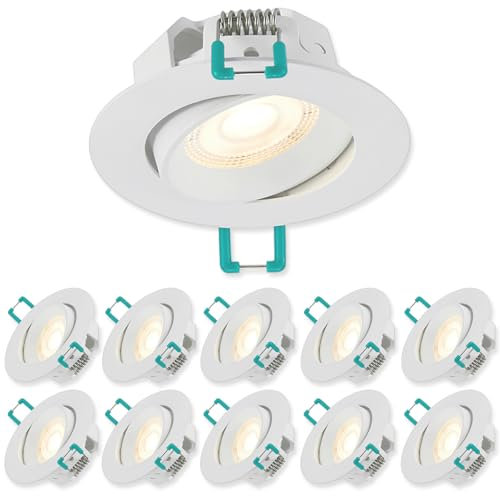 SYLVANIA LED Einbaustrahler 230V | 10er Pack | Warmweiß | LED Spots Ø 68 mm | Schwenkbar | Deckenspots für Wohnzimmer, Badezimmer, Küche