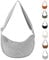 Uwiyo Halbmond Tasche Damen Cord Crossbody Moon Bag Hobo Halfmoon Bag Halbmond Umhängetasche Dumpling Schultertasche mit verstellbarem Gurt für Damen Mädchen (Grau)