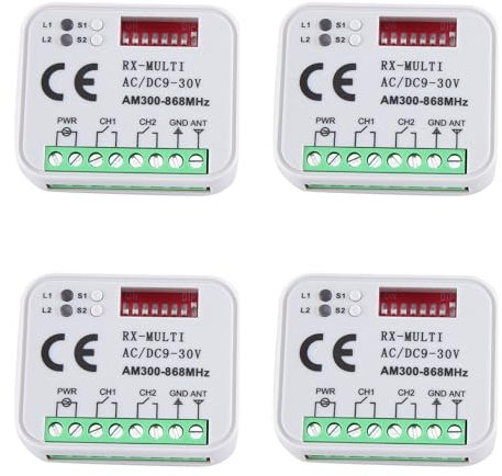 Jialouboo 4 receptores universales RX multifrecuencia 300-868 MHz, 2 canales, 12 V, 24 V, mando a distancia para puerta de garaje, 433,92 MHz, 868 MHz