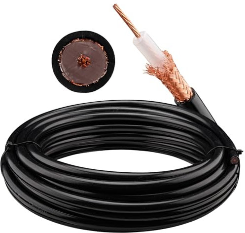 urcianow RG 213 Cavo coassiale da 10 m, Low Loss RG213, 50 Ohms, RG213, cavo a treccia di rame, schermatura per Ham、GPS、radio RF per antenna o scaricatore di sovratensione
