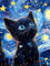 jieyisier Diamond Painting Erwachsene, Diamond Painting Set für Erwachsene,Katze Sternenhimmel Diamant Painting Bilder Schenken,Home Wall Decor 12x16 Zoll