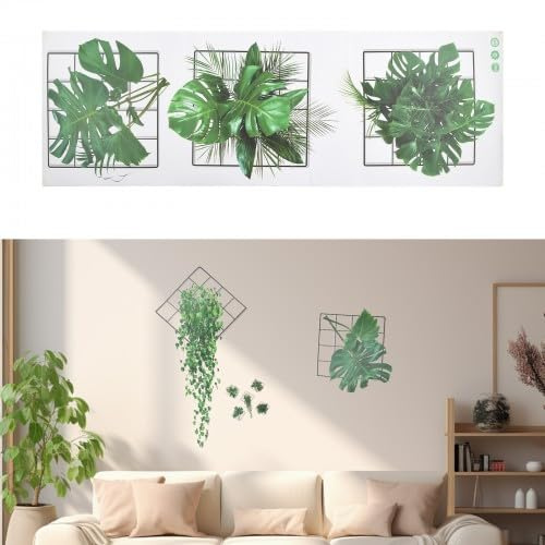 3D Green Foliage Wall Art Decals,Plants Wall Stickers,5 Pieces Removable Monstera and Ivy Leaf Wall Stickers,Plants Wall Sticker Self-Adhesive for Bedroom and Living Room Refresh