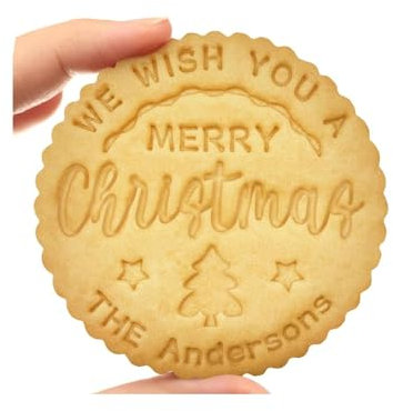 Personalisierte Weihnachtsplätzchen-Stempel, personalisierbar, Motiv: Merry Christmas Cookies mit dem Nachnamen Ihrer Familie, 3D-Weihnachtsmotiv zum Backen, Kuchendekoration, Weihnachts-Backwerkzeug,