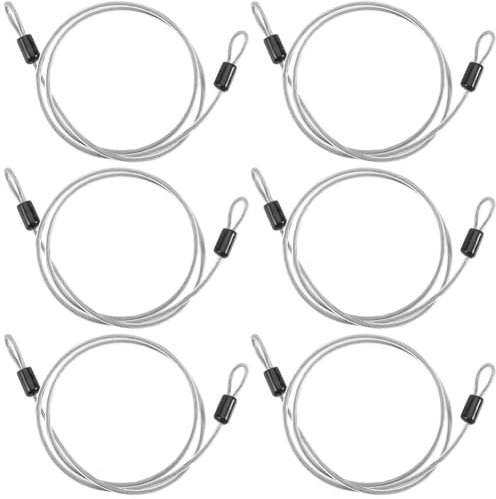 GORGECRAFT 6 câble de Sécurité en Acier 100cm*4mm Câble de Sécurité en Acier Inoxydable avec Revêtement Transparent Câble Métallique de Verrouillage de Bagages avec Double Boucle Corde de Verrouillage