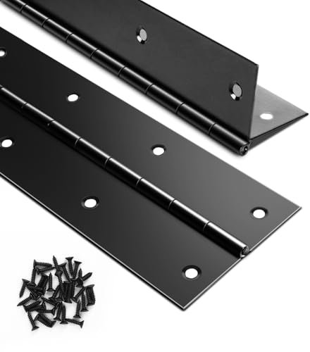 2PCS Black Piano Hinge 24 Inch x 3 Inch Heavy Duty Stainless Steel Piano Hinge Continuous Hinge for Cabinet, Door, DIY Wood Boxes, 0.05 Leaf Thickness