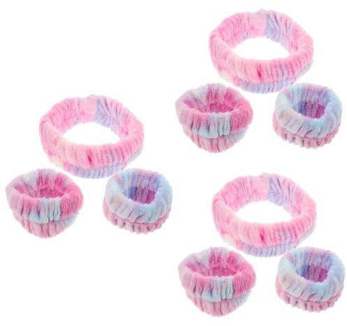 Hairband 3 Sets Armband-Haarband-Kit für lockiges Haar, Gesichtshandtücher, Nagelkunst-Übungsbuch, Handtuch für lockiges Haar, Dusch-Haarband, Stirnbänder für Mädchen, Stirnbänder aus Plüsch, Spa,