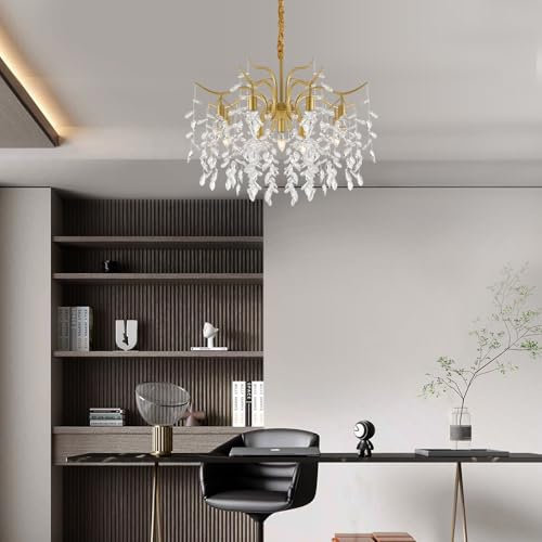 GAOUSD Kronleuchter / Hängeleuchte, goldfarben, Kristall, Dachlampe, Deckenleuchte, Kronleuchter, Anhänger, verstellbar, für Wohnzimmer, Schlafzimmer, Bar (ohne Leuchtmittel)