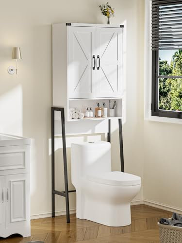 FiveWillowise Armoire de Machine à Laver avec Porte coulissante, étagères réglables, étagère de Machine à Laver avec 4 Compartiments Ouverts et Armoire latérale (Blanc/Support de Toilette)