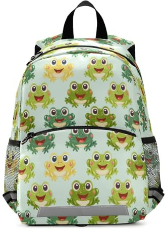 ISAOA Kinder-Rucksack, niedlicher Kleinkind-Mini-Tasche, gelb-grüner Frosch, für Babys, Mädchen, Jungen, Multi