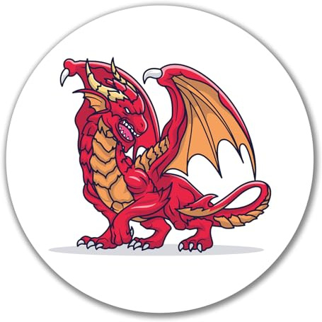 Huuraa Aufkleber Drache Comic Geschenk | Dekoaufkleber 10cm rund Sticker Geschenkidee Dekoausticker