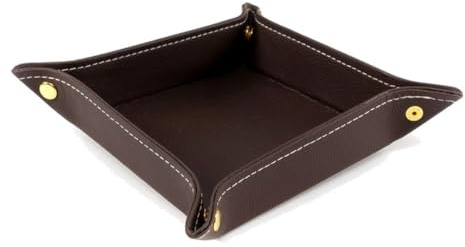 Taschenleerer aus Kunstleder, Organizer für Schlüssel, Autoschlüssel und Geldbörsen, Braun und Schwarz, 15 x 15 x 3 cm, Braun