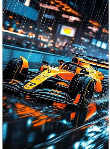 QENSPE Diamond Painting Formel-1-Rennen Diamant Painting 5D Diamond Malerei Kit Erwachsene Auto Full Diamant Art Malerei Stickerei Set Kreuzstich Bilder Set Home Wand Dekor 30x40cm