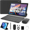 ryesug Tablet 10 Inch Android 14, 14GB RAM 1TB Expand, Widevine L1丨WiFi6丨2 in 1 Tablets with Keyboard丨Mouse丨Tablet Case丨Headphone丨Stylus-Black