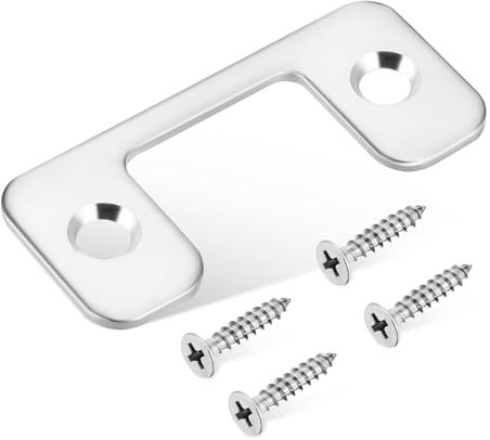 Tofficu cerradura de puerta abatible puertas cochera hardware guardia plato de pestillo cubierta de placa de cerradura de puerta placa de golpe Acero inoxidable Plata