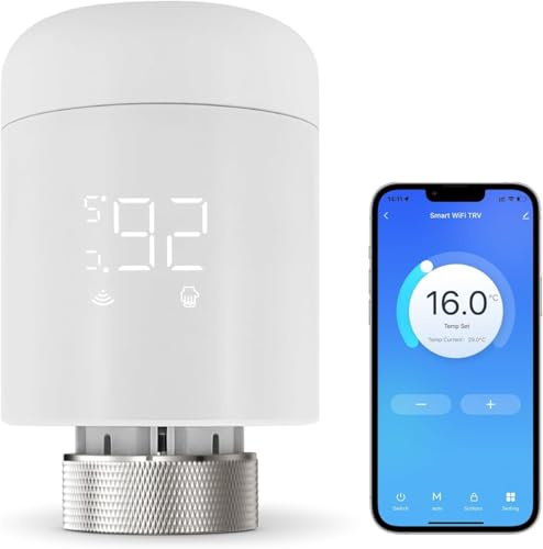 Smart WiFi Heizkörperthermostat, Alexa Heizungsthermostat, Programmierbar Thermostat Unterstützen Alexa, Google Home Sprachsteuerung und Smart Life App Fernbedienung(Kein Zigbee-Gateway erforderlich)