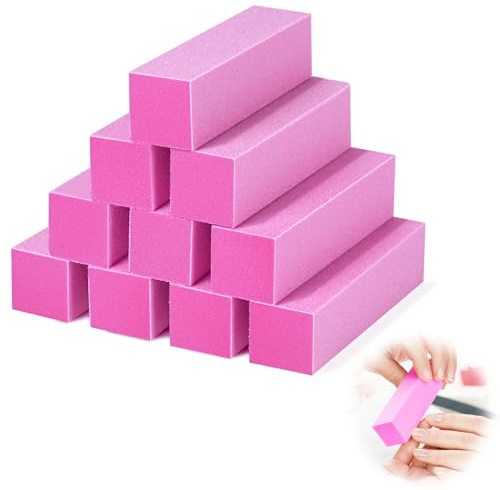 AOOSA 10 st nagelbuffertblock, professionell salong nagelbuffert slipblock | Poleringsblock för nagelsalong hemmabruk, fingermanikyr pedikyrverktyg för utjämning formning och poleringspiklar, rosa