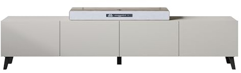 Mirjan24 TV-Lowboard Parsea 190, Fernsehschrank mit 2 Klappen/Türen, Griffloses Öffnungssystem, Fernsehtisch, TV-Schrank, Unterschrank (Cashmerebeige)
