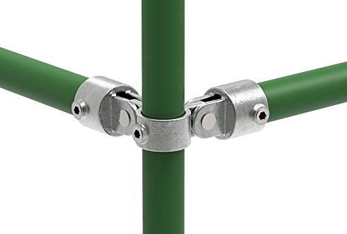Fenau | Raccordo/giunto, 90°, doppio, Ø 60,3 mm, raccordo per tubi, ghisa malleabile, zincato a caldo, viti incl.