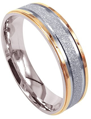 Everstone Men Women Wedding Band Titanium Ring Dome Shape Anniversary Ring Two Tone Gold and Silver Valentine Day Gift SzZ+1