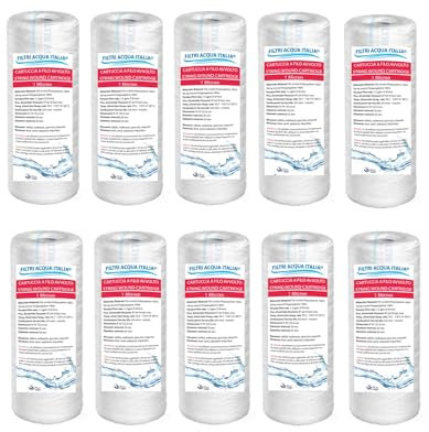 Cartuccia Filtro in Filo Avvolto 5 Pollici Polipropilene Micron 1 Set 10 Pezzi