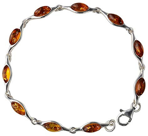 GIA Certified Sterling Silver Honey Baltic Amber Bracelet Delicate, Genuine Baltic Amber Bracelet for Women, Amber Jewelry for Women, Amber Bracelets for Adults, Sterling Silver Collection