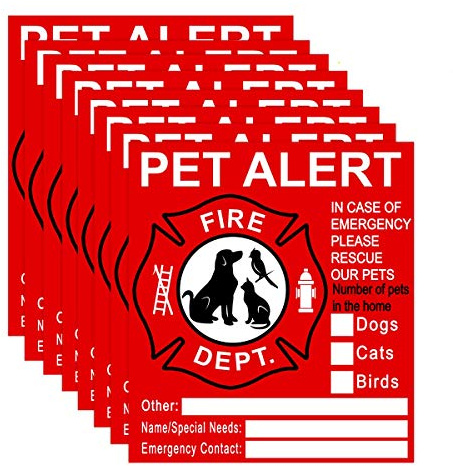Pet Inside Sticker - 8 Pack Pet Alert Safety Fire Rescue Sticker Decal-Save Our Cat/Dog Pets in a Fire Emergency, Firefighters Will See Alert on The Window, Door, or House and Rescue Our Family.