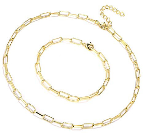 ALEXCRAFT Gliederkette Edelstahl Lange Hammer Flachkette Ankerkette Gold Halskette mit Verstellbarem Hakenverschluss für DIY Schmuckherstellung