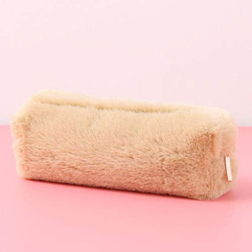 Koreanische Schule Bleistift Fall Kawaii Nette Plüsch Penal für Mädchen Jungen Bleistift Fall Reißverschluss Make-up Geldbörse Tasche Briefpapier Material Kpop, Khaki