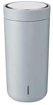 Stelton to-Go Click - Thermobecher, doppelwandige Isolierflasche - Rostfreier, auslaufsicherer Kaffeebecher/Teebecher mit Smart-Click-Deckel - Heiße & kalte Getränke - 0,4 Liter, Soft Cloud