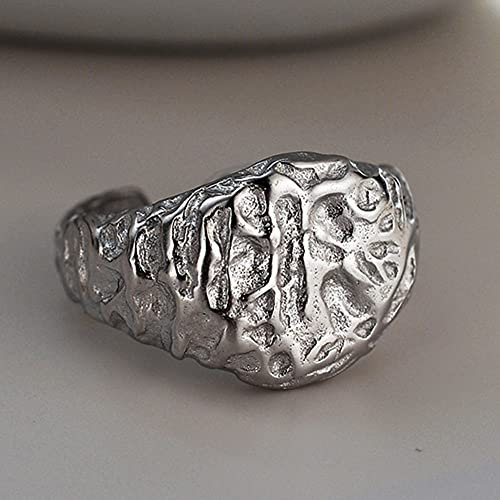 NDYD S925 Sterling Silber Offener Ring Unregelmäßige Falte Textur Jewelr Aussage Knöchel Ringe Eternity Engagement Band Mode Schmuck Geschenke Breit Weich Mit Geschenk-Box,Silber