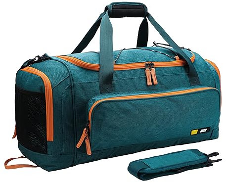 MIER Großer Seesack Herren Turnbeutel mit Schuhfach 60L, Olivgrün, 60L, Reisen