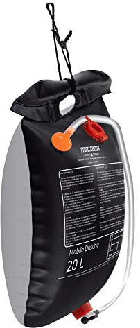 Stagecaptain MD-20 BK Mobildusche - Campingdusche mit 20 Liter Volumen - Camping Dusche Solar mit Duschkopf - Reisedusche heizt durch Sonne - Solardusche - Für Festivals, Garten, Camping, Wandern