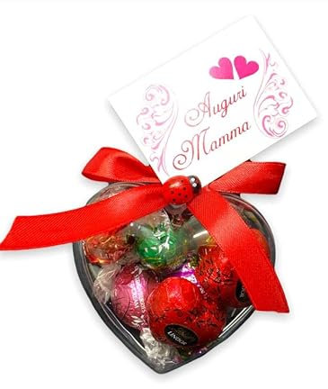 Festa della Mamma. Cuore In Plex con Cioccolatini e dedica.