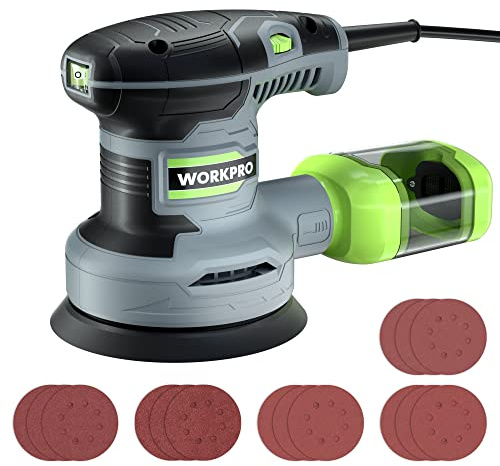 WORKPRO 5-Inch Random Orbit Sander Variable Speed with Dust Bag